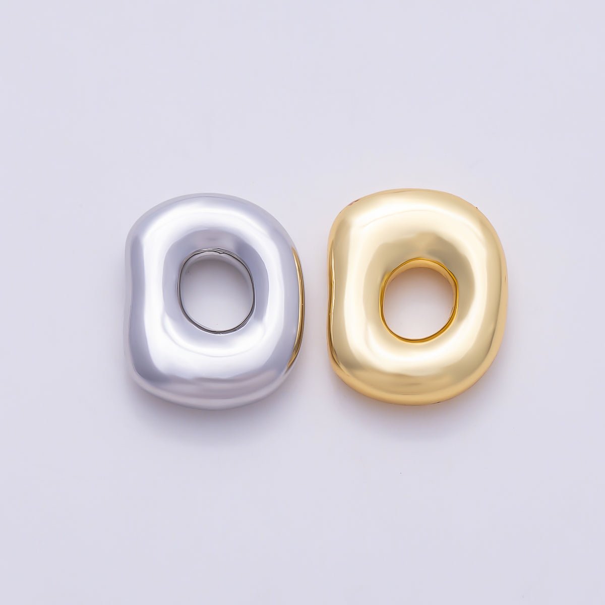 16K Gold Filled 13mm Puffy Organic Oval Pebble Spacer Bead | Beads-00565 - Beads-00566 - DLUXCA