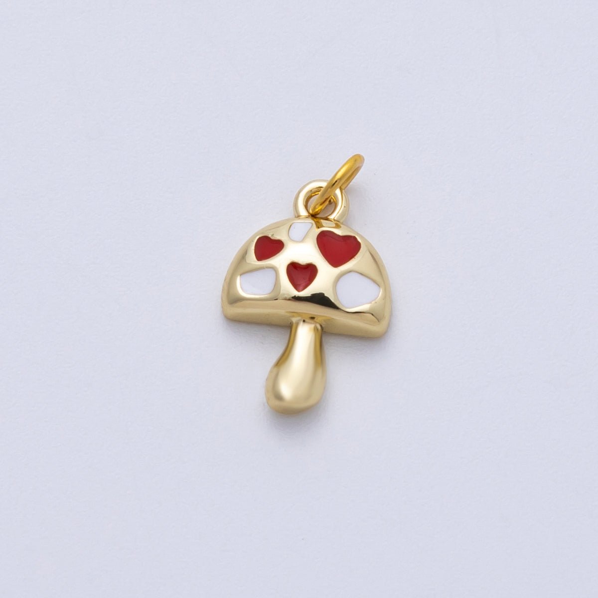 16K Gold Filled 13mm Red, Brown Enamel Mushroom Charm | Charms - 00168 Charms - 00169 - DLUXCA