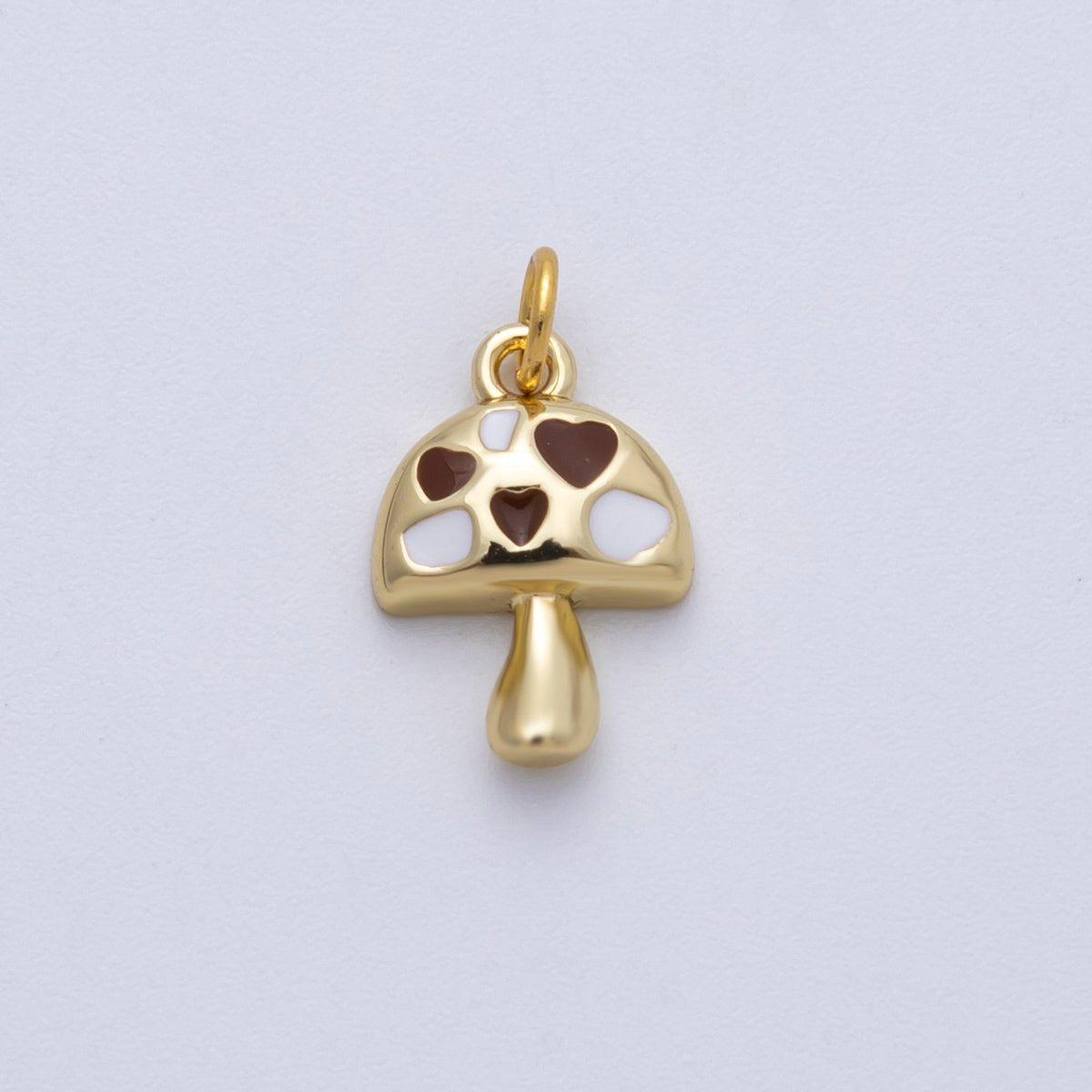 16K Gold Filled 13mm Red, Brown Enamel Mushroom Charm | Charms - 00168 Charms - 00169 - DLUXCA