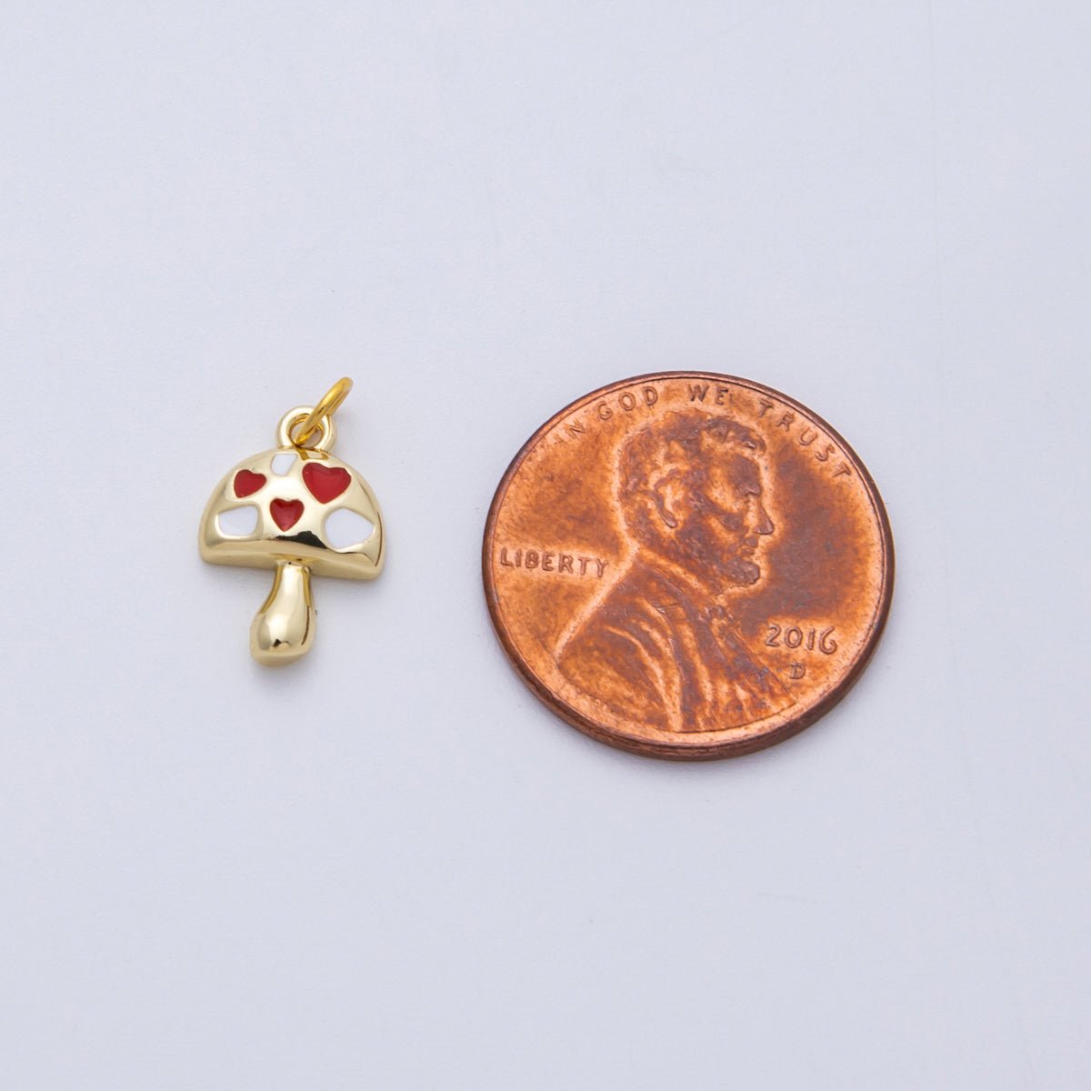 16K Gold Filled 13mm Red, Brown Enamel Mushroom Charm | Charms - 00168 Charms - 00169 - DLUXCA