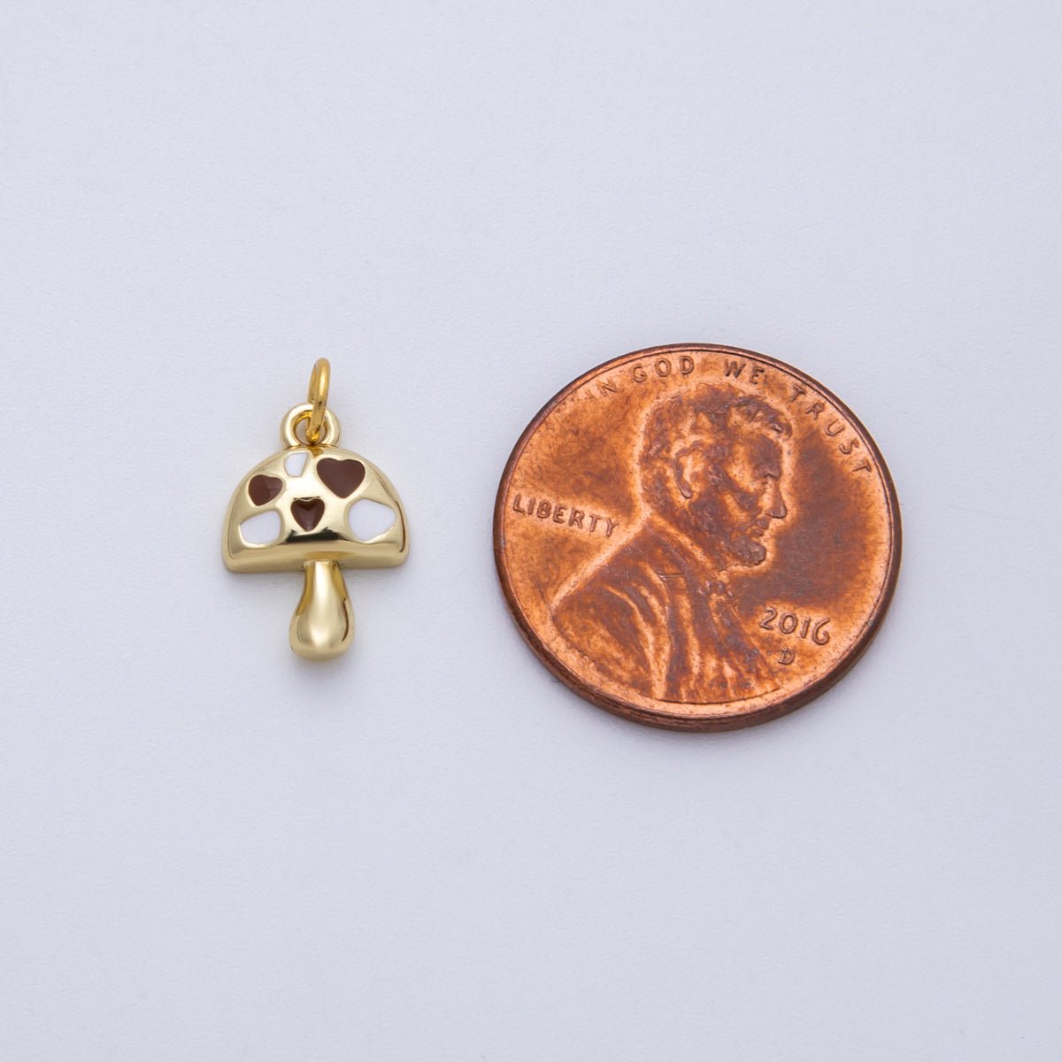 16K Gold Filled 13mm Red, Brown Enamel Mushroom Charm | Charms - 00168 Charms - 00169 - DLUXCA