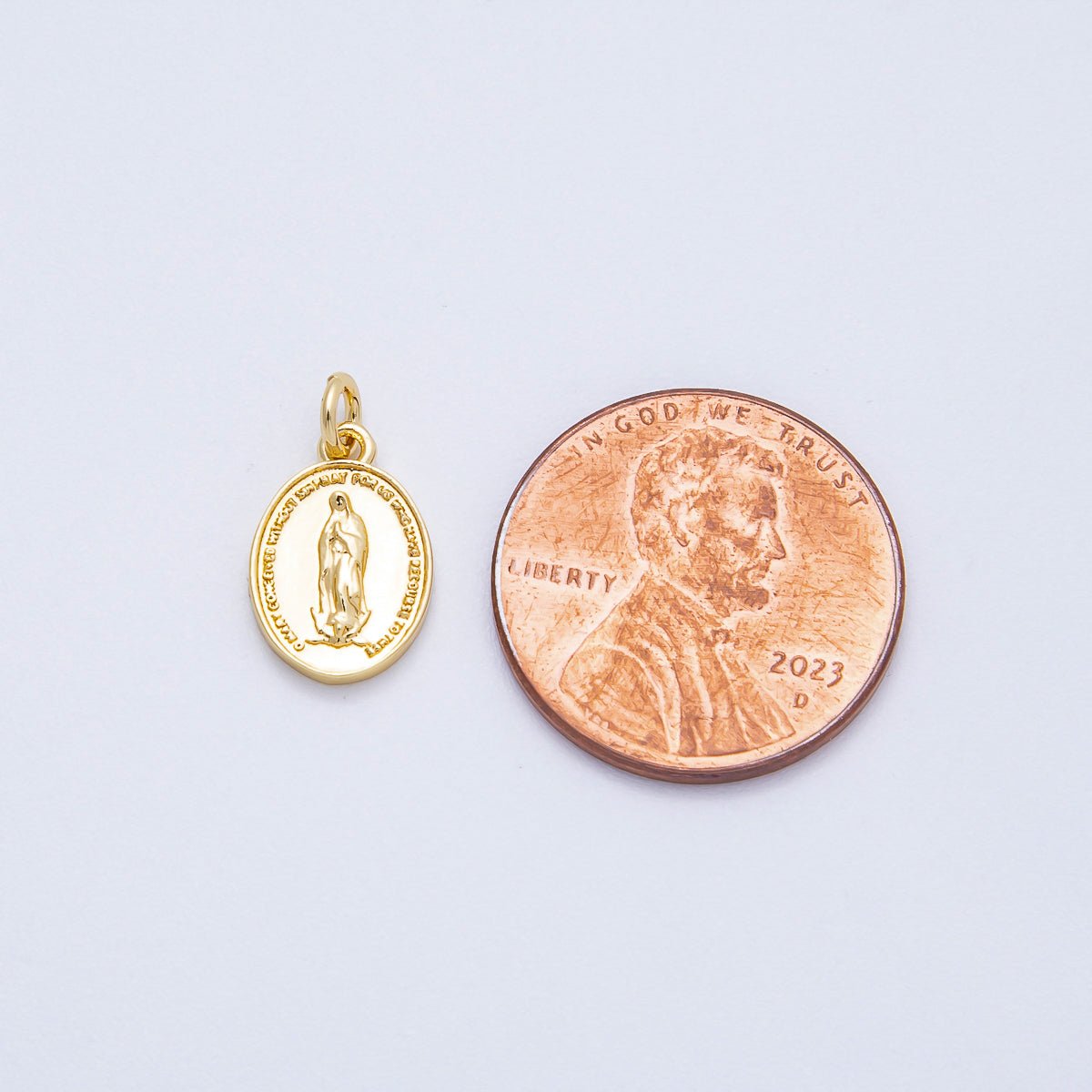 16K Gold Filled 13mm Virgin Mary Oval Charm in Gold & Silver | Charms - 00644 Charms - 00645 - DLUXCA