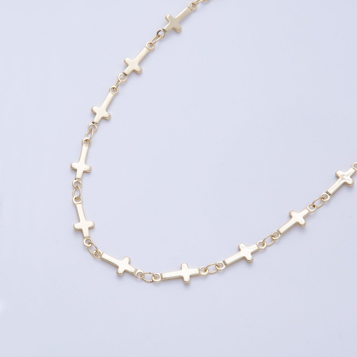 16K Gold Filled 13mm x 5mm Minimalist Religious Cross Unfinished Chain by Yard | Roll - 01849 - DLUXCA