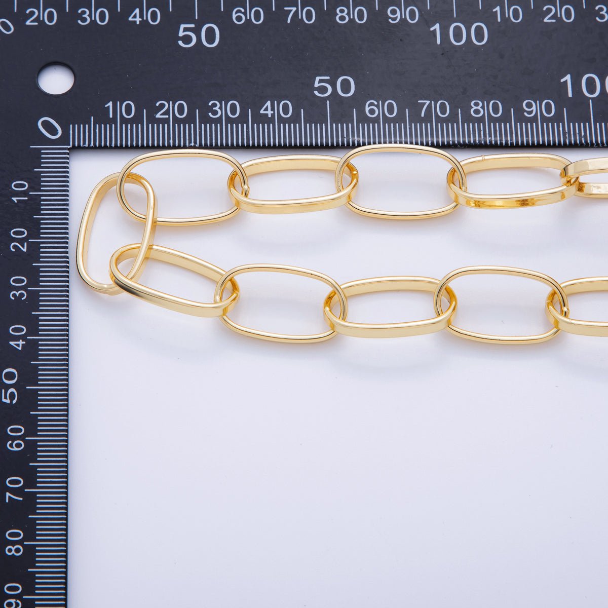 16K Gold Filled 14.2mm Minimalist Paperclip Unfinished Chain by Yard | Roll - 1570 - DLUXCA