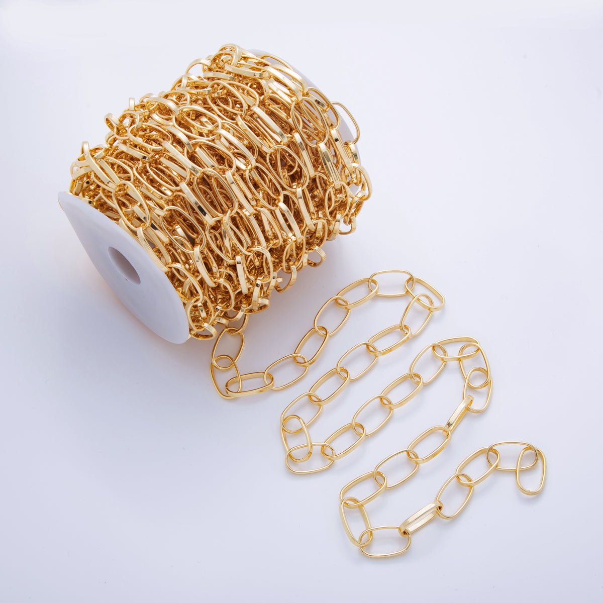 16K Gold Filled 14.2mm Minimalist Paperclip Unfinished Chain by Yard | Roll - 1570 - DLUXCA