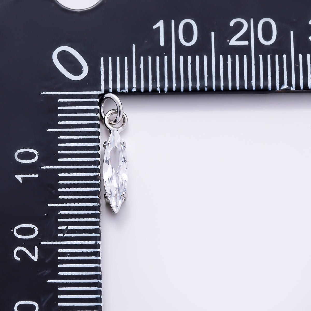 16K Gold Filled 14mm, 18mm Clear, Black CZ Marquise Charm in Gold & Silver | Charms-01457 ~ Charms-01462 - DLUXCA