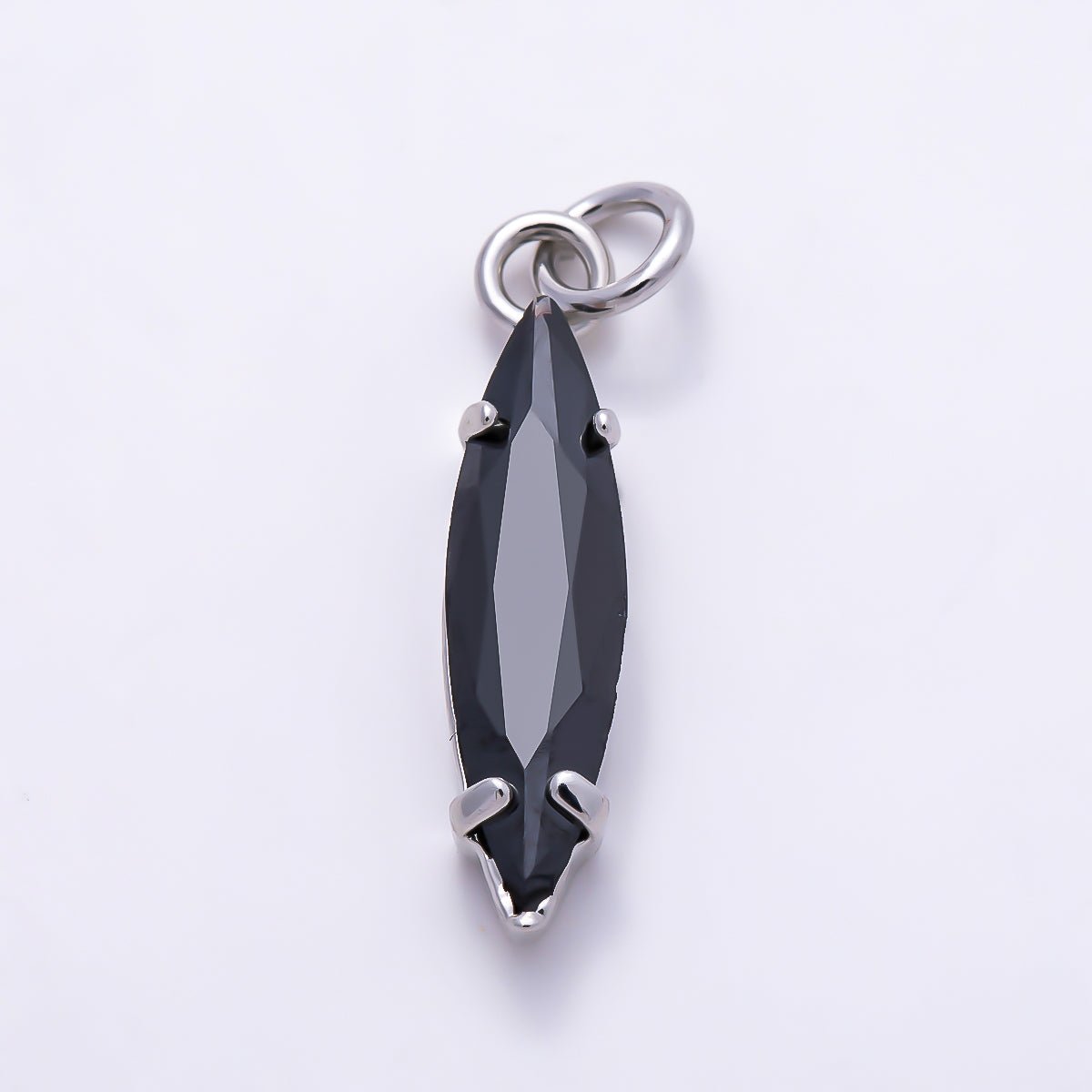 16K Gold Filled 14mm, 18mm Clear, Black CZ Marquise Charm in Gold & Silver | Charms-01457 ~ Charms-01462 - DLUXCA