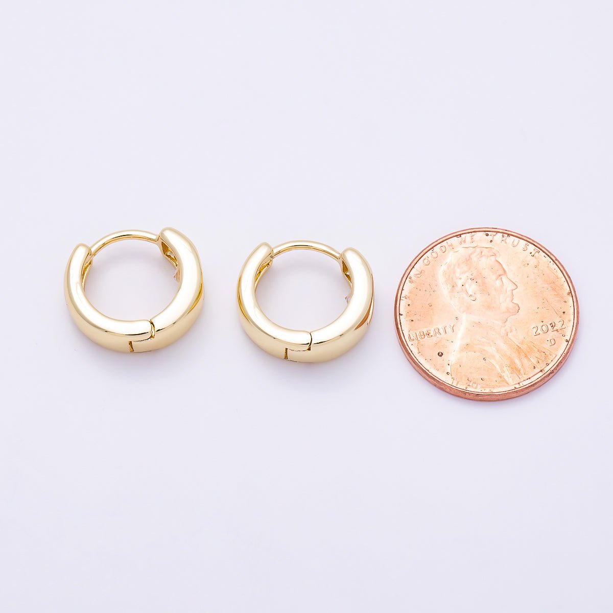 16K Gold Filled 14mm Clear Oval CZ Minimalist Dome Oblong Huggie | Earrings-00699 - DLUXCA