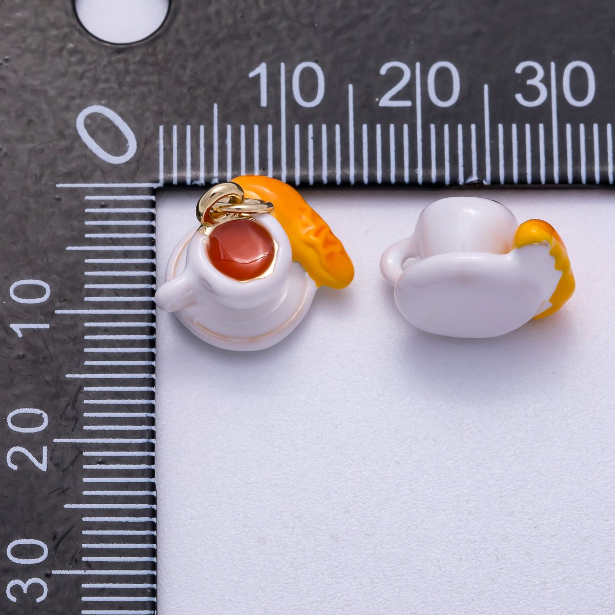 16K Gold Filled 14mm Coffee Baguette Breakfast Enamel 3D Multidimensional Charm | Charms - 00570 - DLUXCA