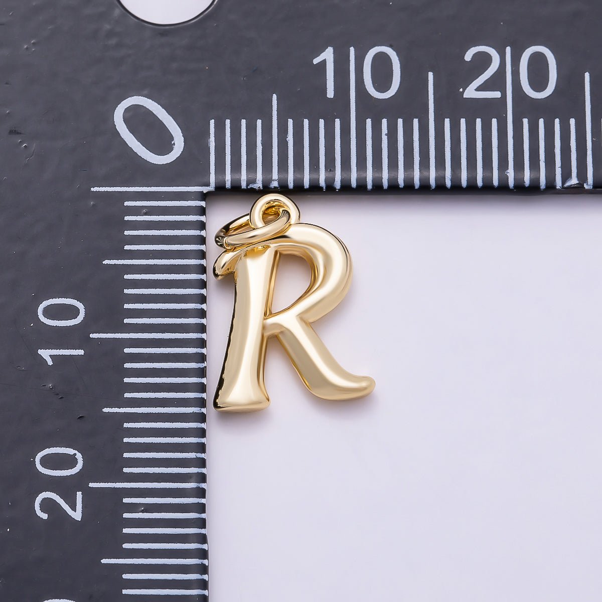 16K Gold Filled 14mm Minimalist Molten Alphabet Initial Letter Charm | Charms - 00908 ~ Charms - 00933 - DLUXCA
