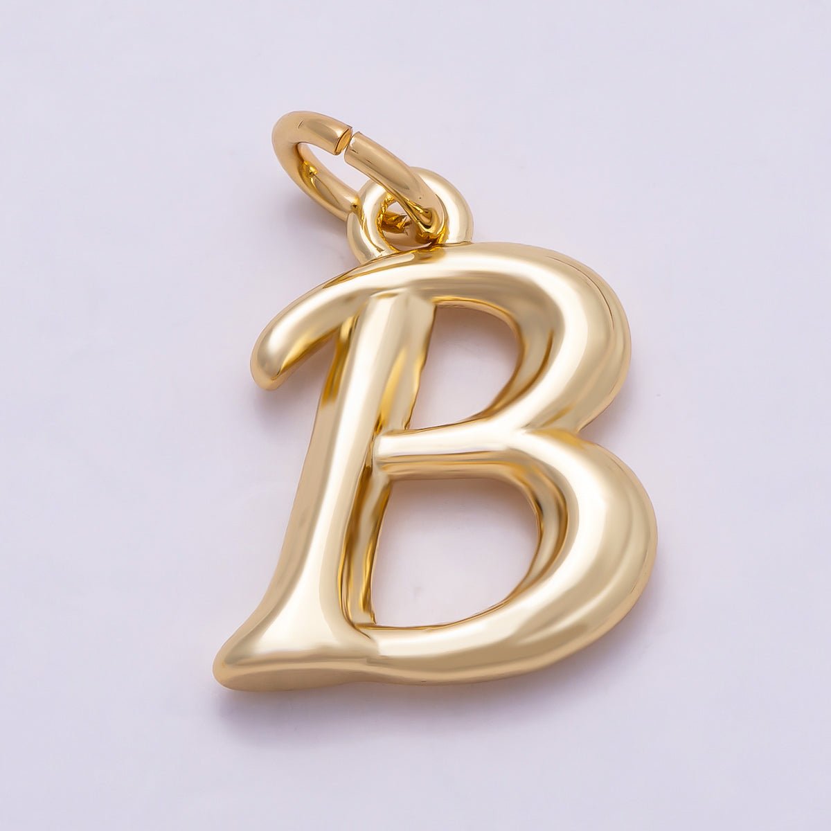 16K Gold Filled 14mm Minimalist Molten Alphabet Initial Letter Charm | Charms - 00908 ~ Charms - 00933 - DLUXCA