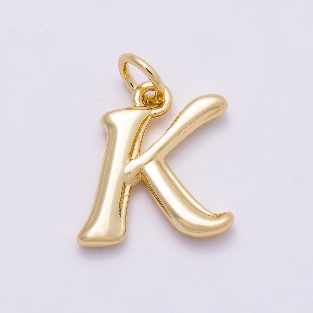 16K Gold Filled 14mm Minimalist Molten Alphabet Initial Letter Charm | Charms - 00908 ~ Charms - 00933 - DLUXCA