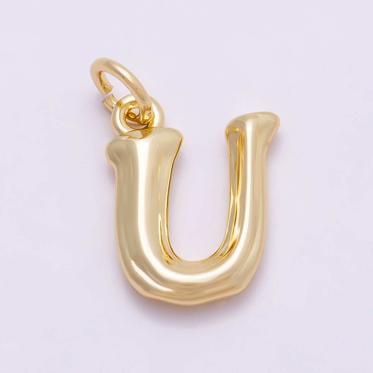 16K Gold Filled 14mm Minimalist Molten Alphabet Initial Letter Charm | Charms - 00908 ~ Charms - 00933 - DLUXCA