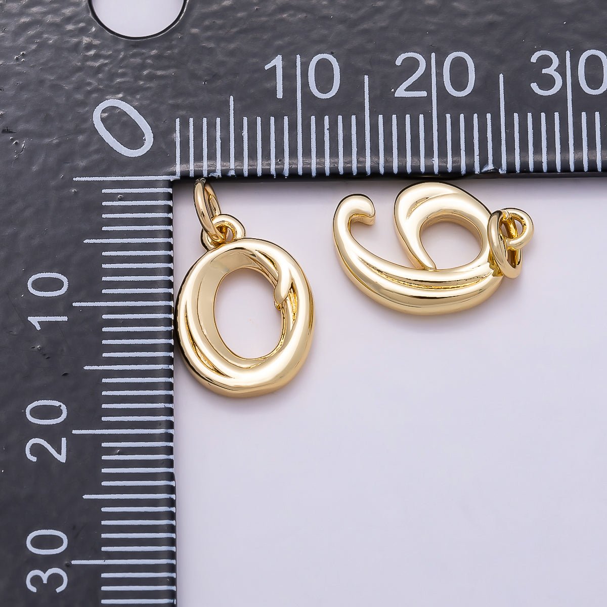 16K Gold Filled 14mm Minimalist Molten Number Numerology Charm | Charms - 00878 ~ Charms - 00887 - DLUXCA