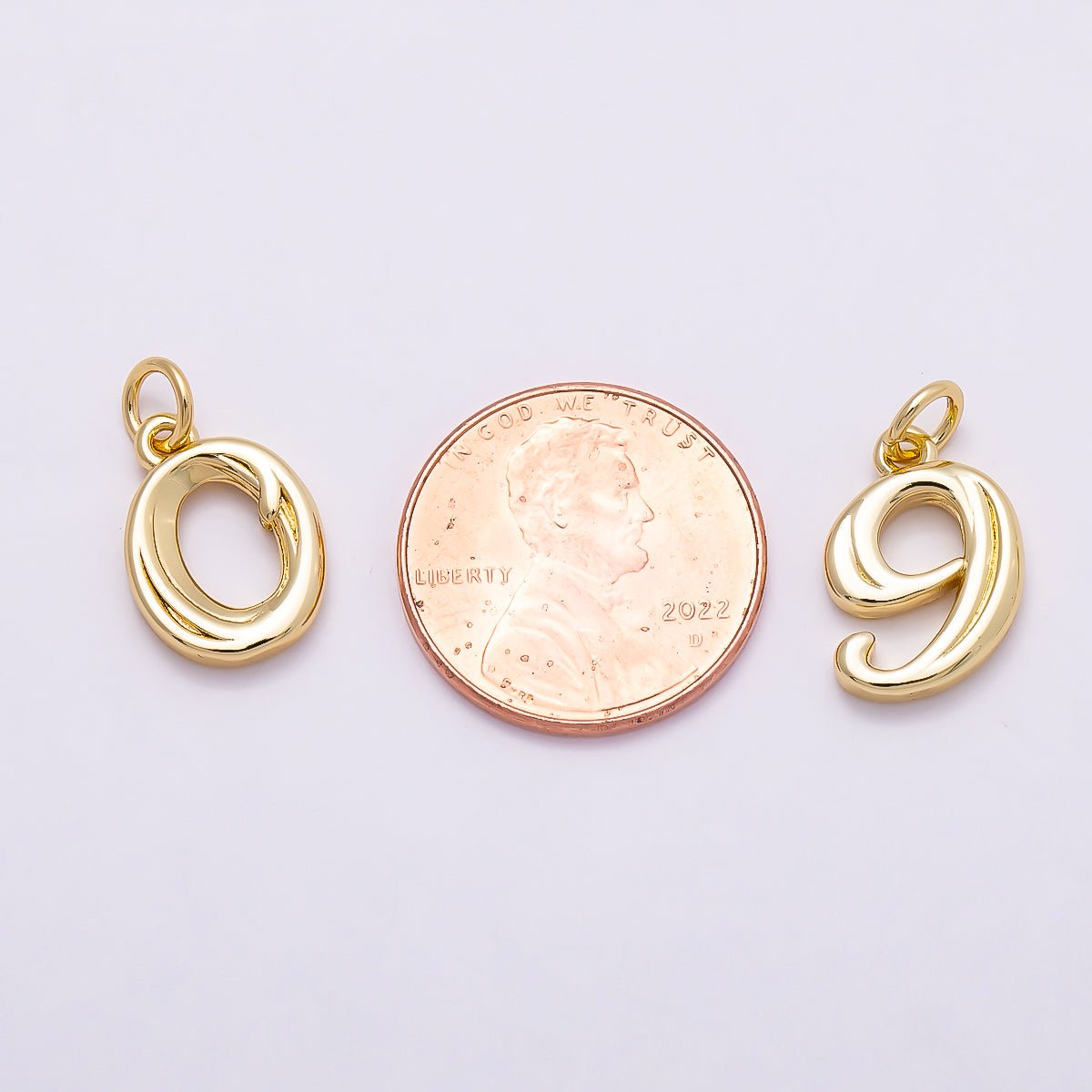 16K Gold Filled 14mm Minimalist Molten Number Numerology Charm | Charms - 00878 ~ Charms - 00887 - DLUXCA