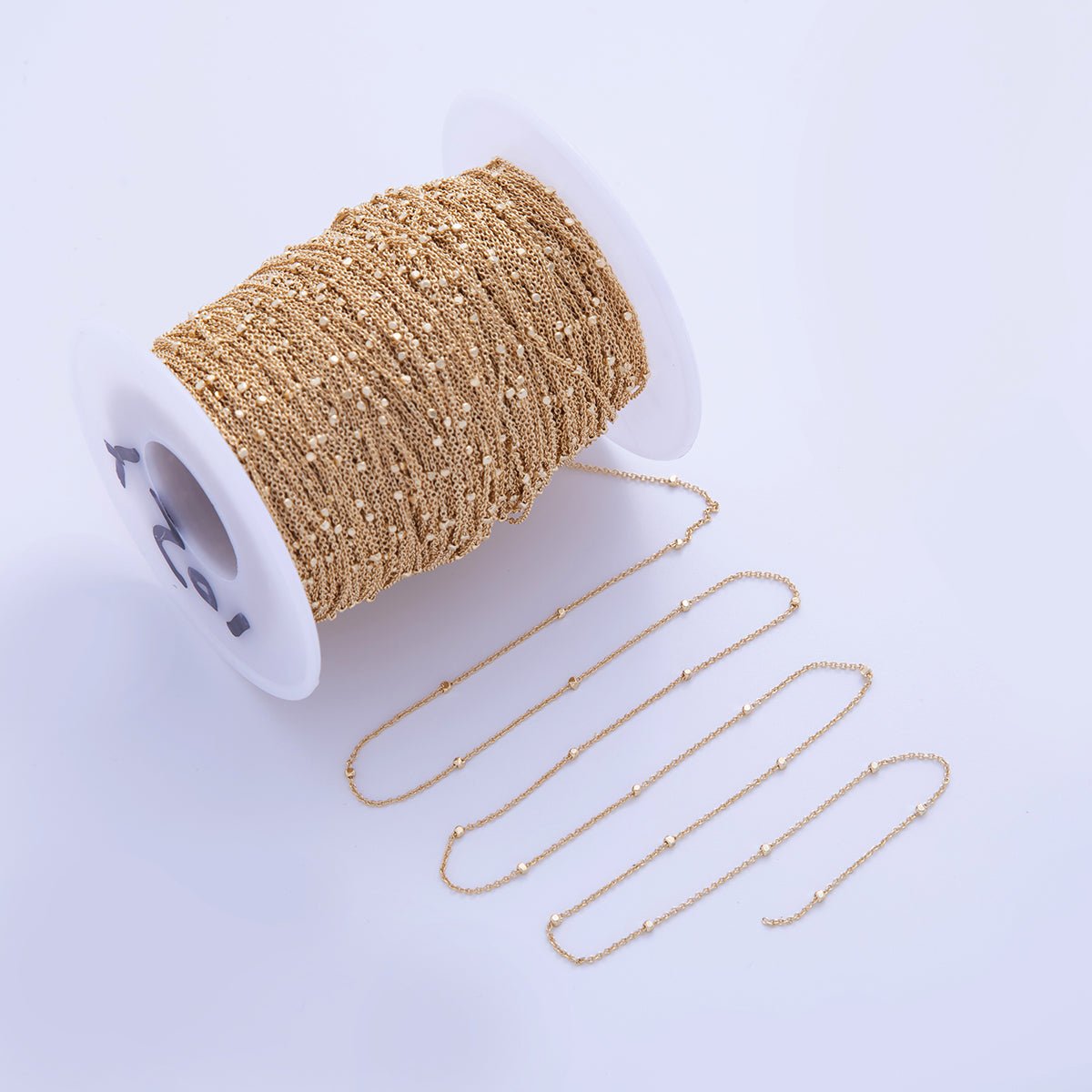 16K Gold Filled 1.4mm Minimalist Multifaceted Satellite Cable Unfinished Chain by Yard | Roll - 1577 - DLUXCA