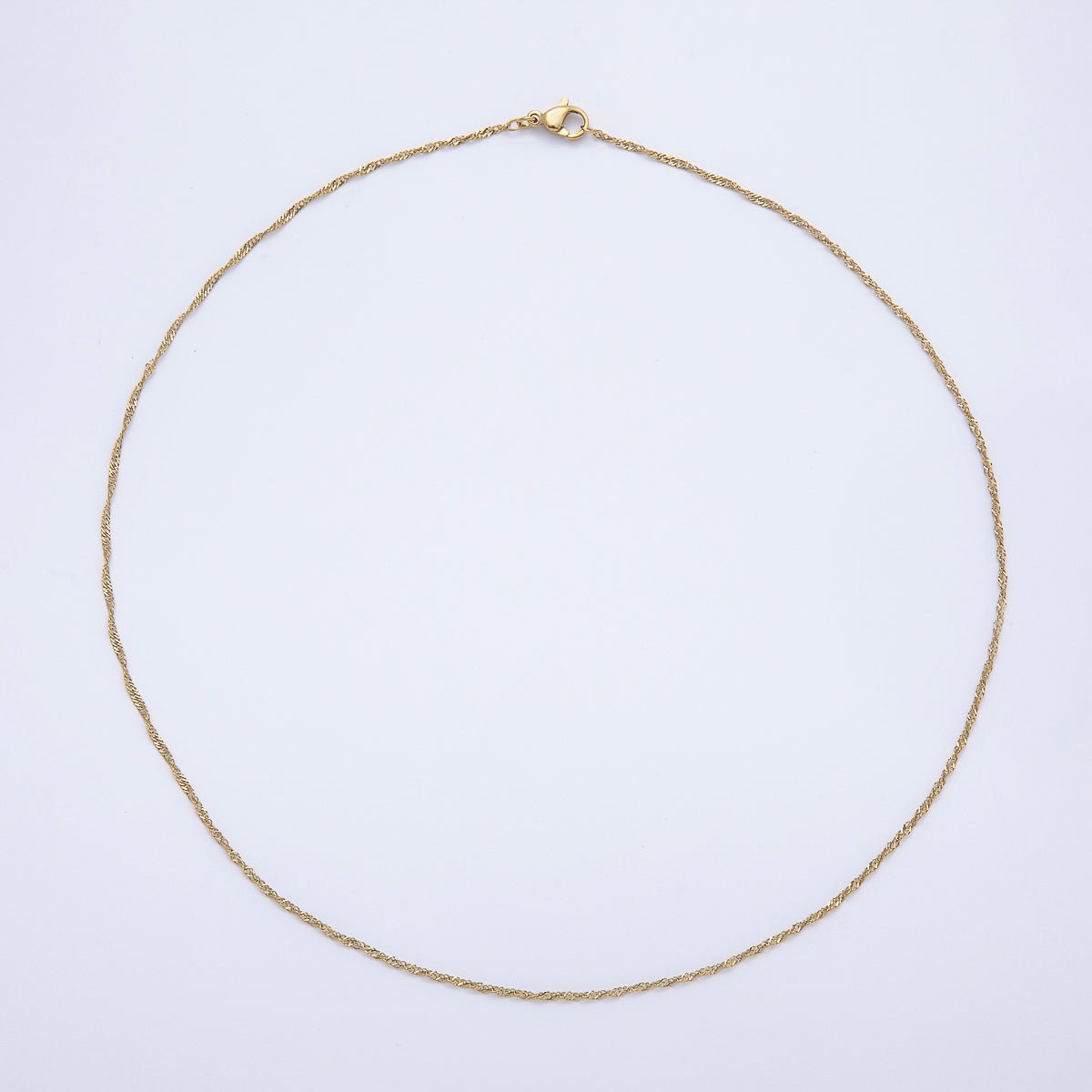 16K Gold Filled 1.4mm Minimalist Singapore Chain 18 Inch Necklace | WA - 04468 - DLUXCA