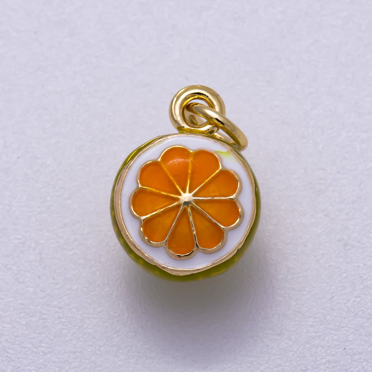 16K Gold Filled 14mm Orange Fruit Enamel 3D Multidimensional Charm | Charms - 00543 - Charms - 00545 - DLUXCA