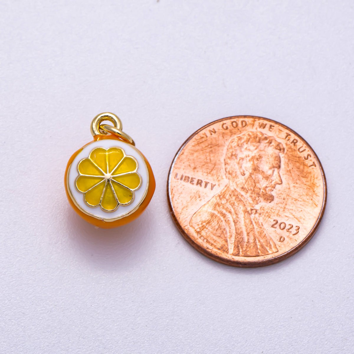 16K Gold Filled 14mm Orange Fruit Enamel 3D Multidimensional Charm | Charms - 00543 - Charms - 00545 - DLUXCA