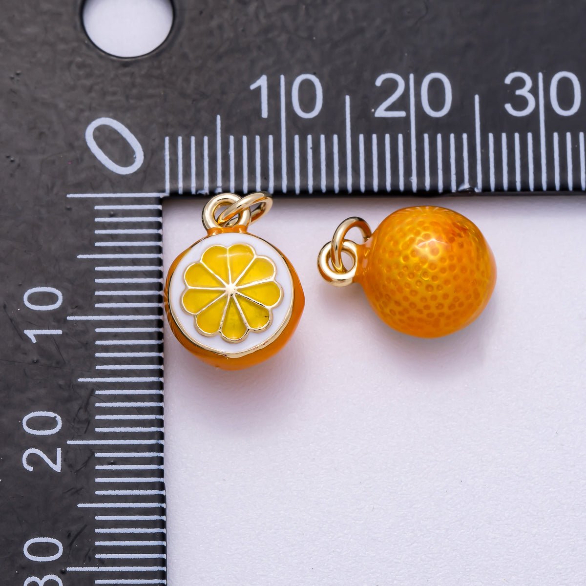 16K Gold Filled 14mm Orange Fruit Enamel 3D Multidimensional Charm | Charms - 00543 - Charms - 00545 - DLUXCA