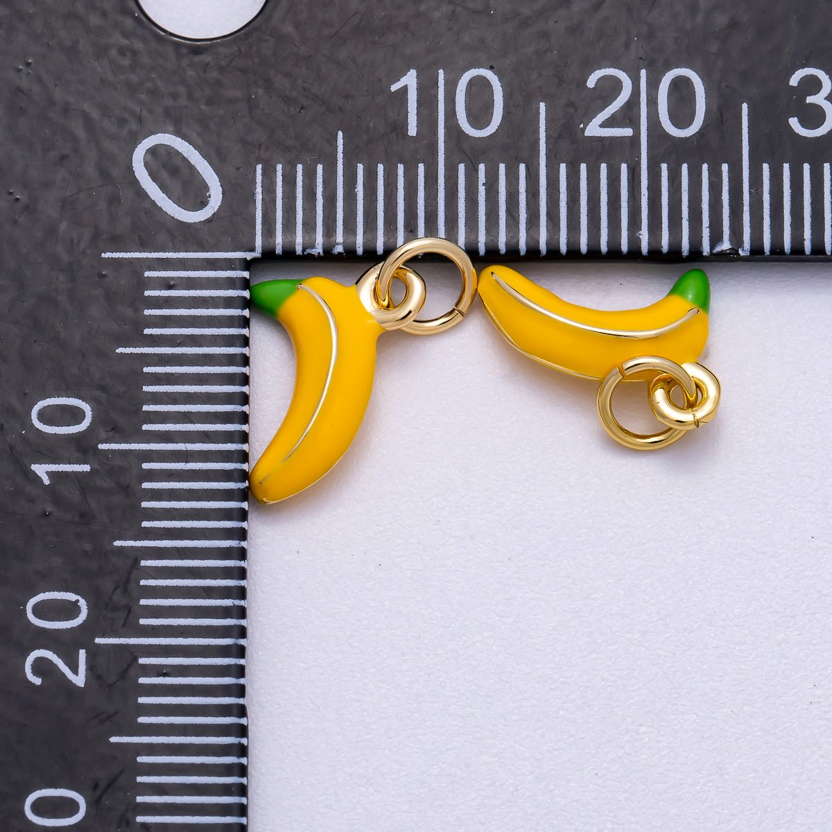 16K Gold Filled 14mm Yellow Tropical Banana Fruit Enamel Charm | Charms - 00580 - DLUXCA