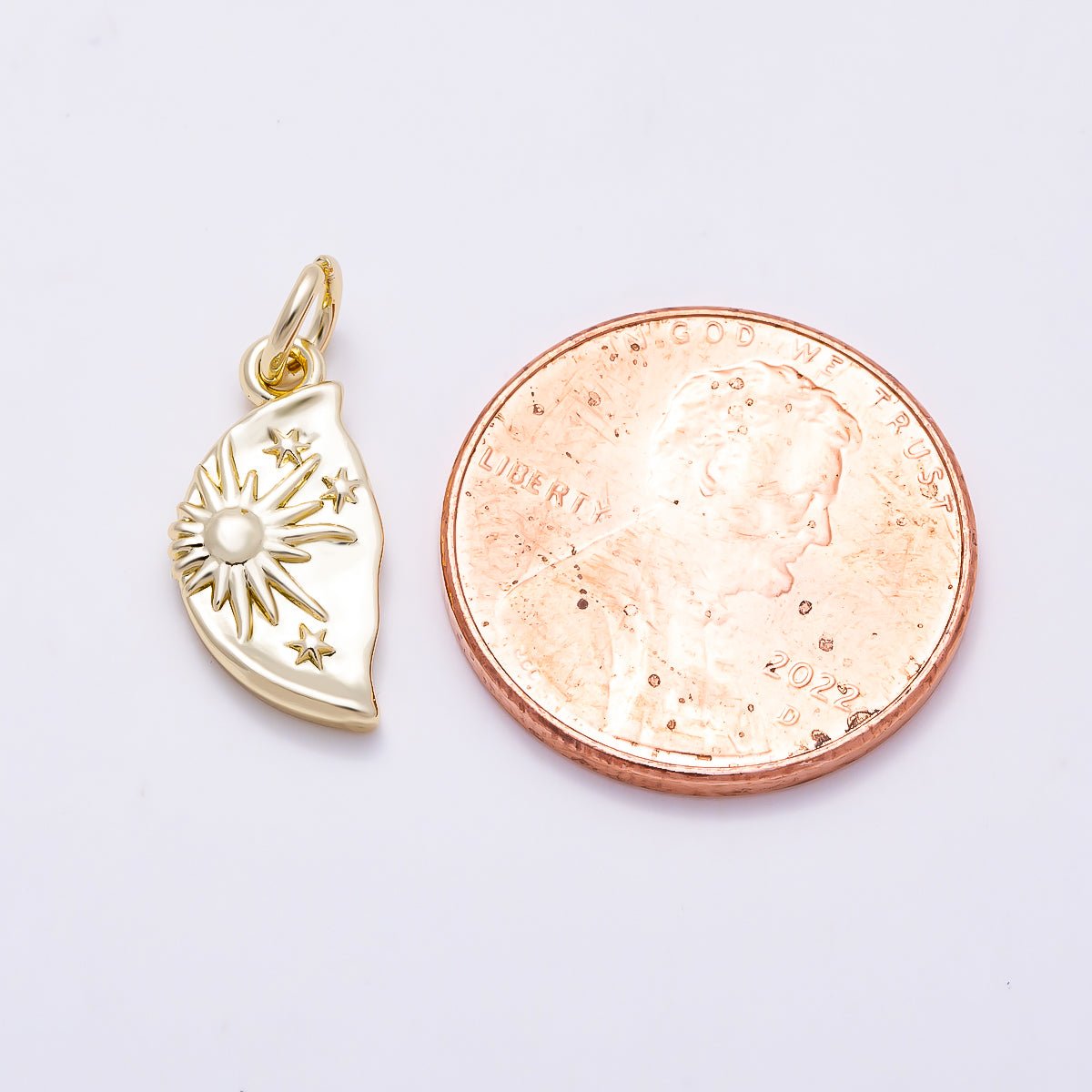 16K Gold Filled 15mm Celestial Star Leaf Geometric Charm | Charms-01605 - DLUXCA