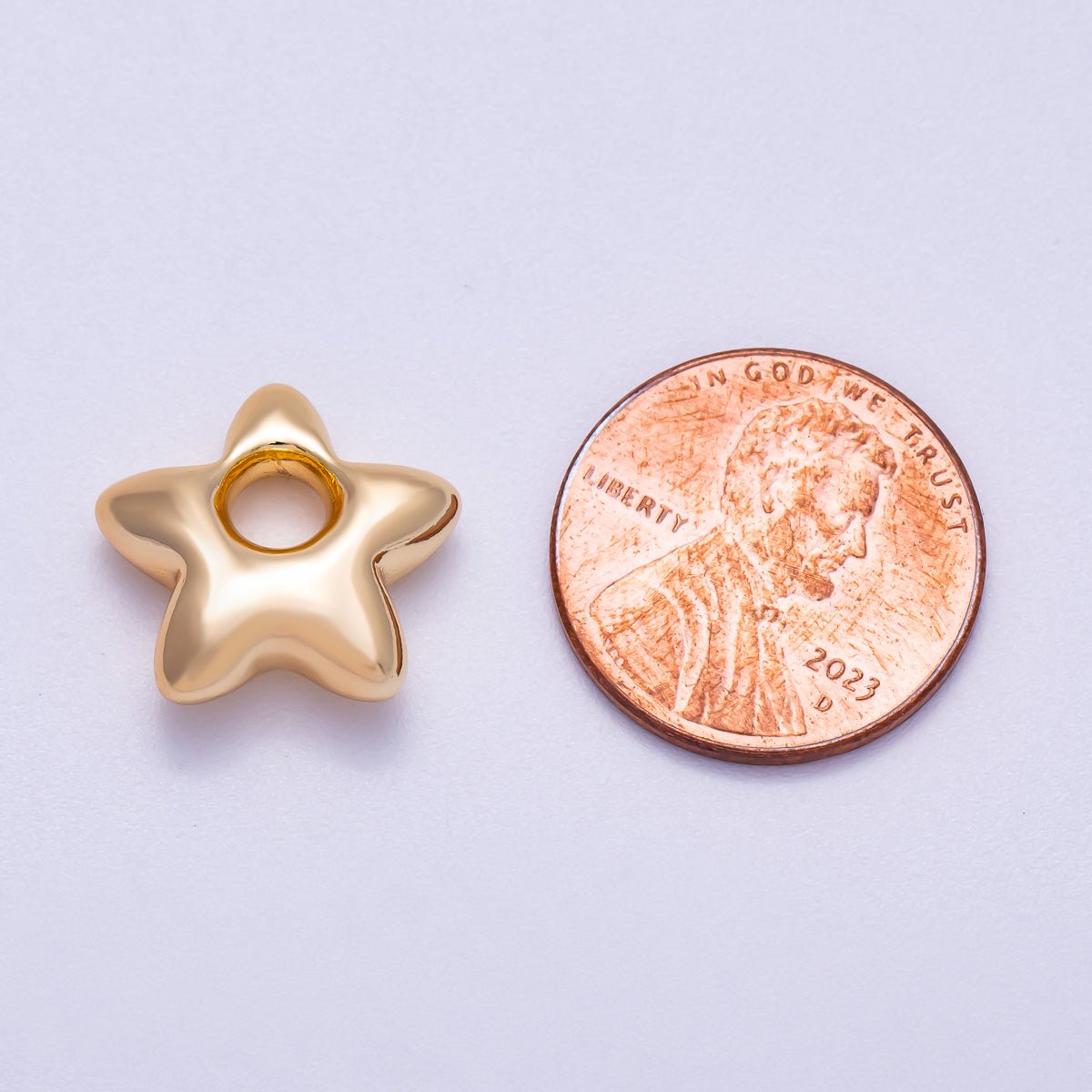 16K Gold Filled 15mm Chubby Celestial Star 3D Multidimensional Slide Charm | BEADS - 00275 - DLUXCA