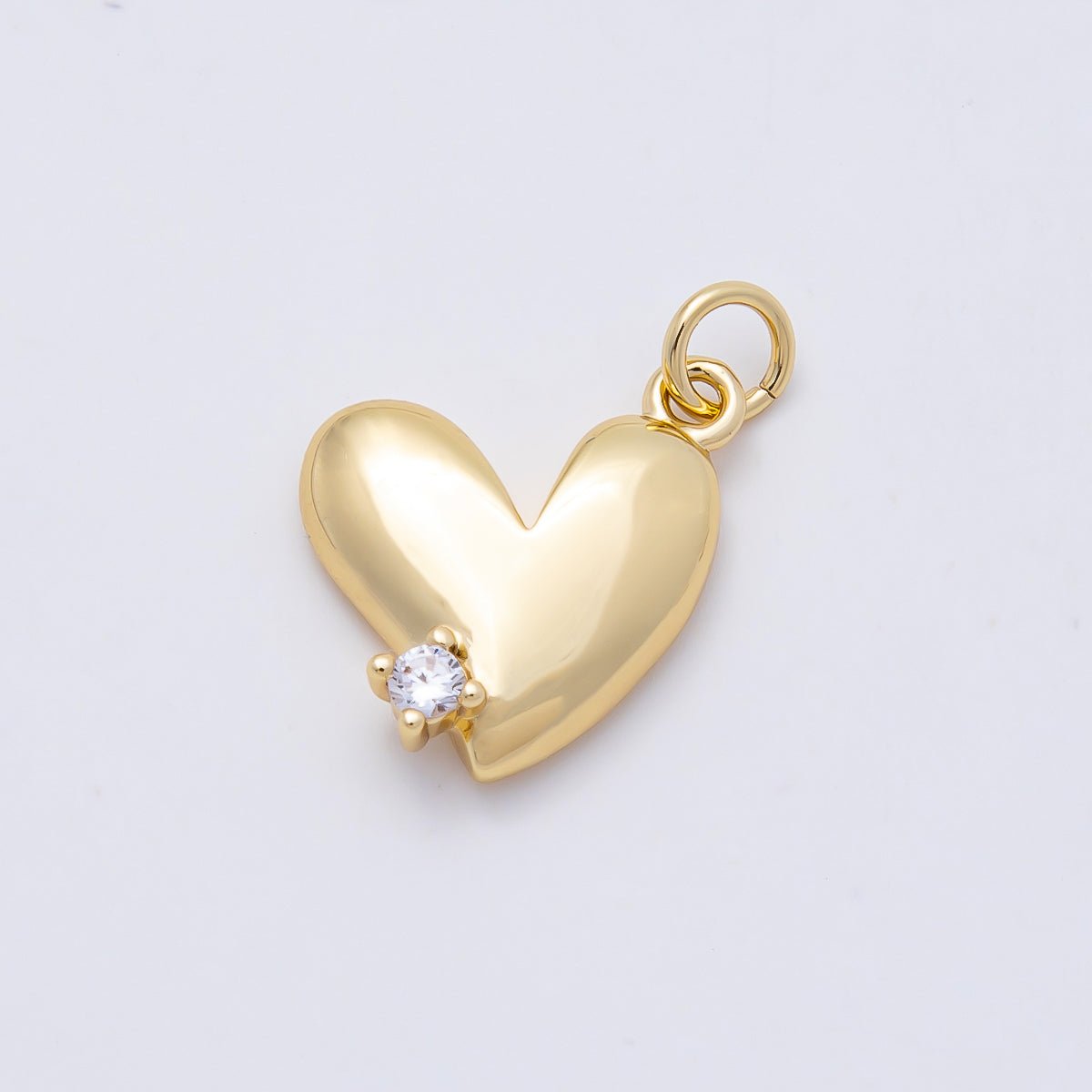 16K Gold Filled 15mm Clear CZ Heart Mini Charm | Charms-01171 - DLUXCA