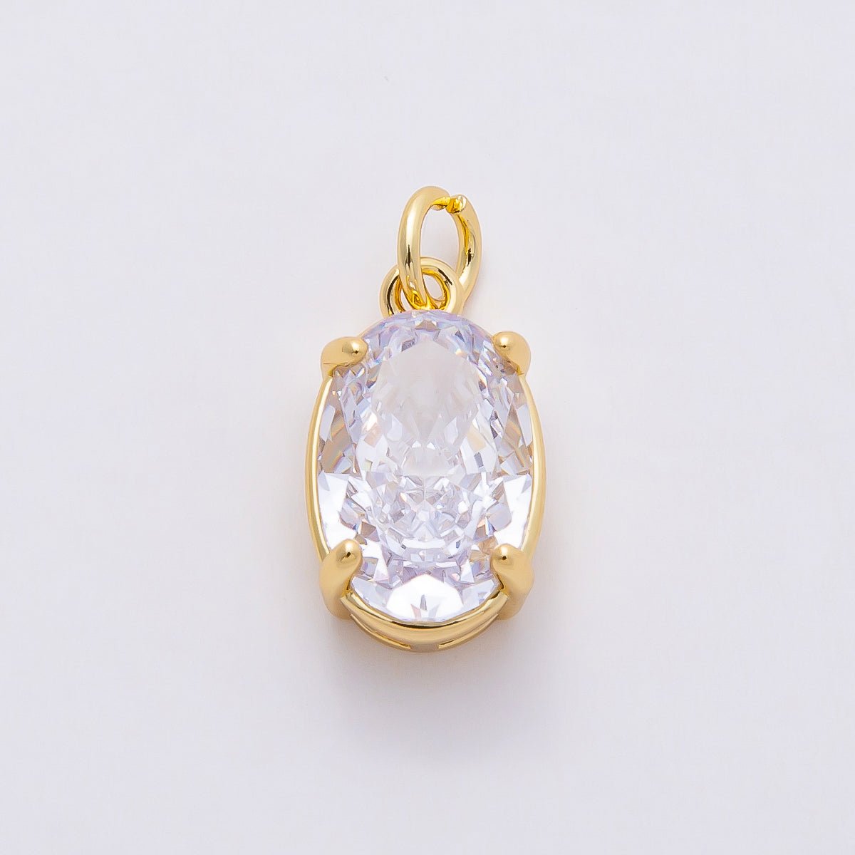 16K Gold Filled 15mm Clear CZ Oval Solitaire Charm | Charms - 00817 - DLUXCA
