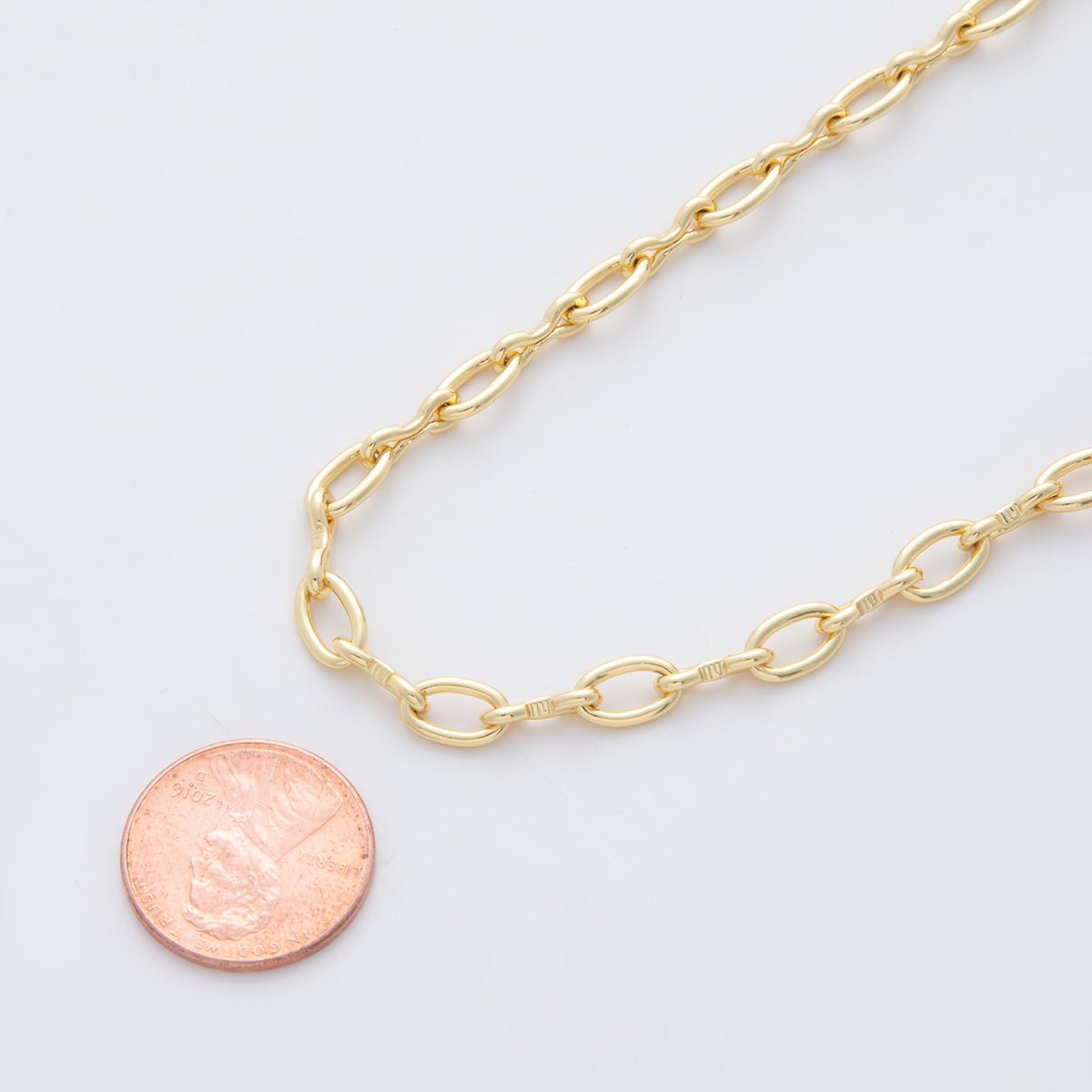 16K Gold Filled 15mm Edged Oval Paperclip Unfinished Chain by Yard | Roll - 1555 - DLUXCA