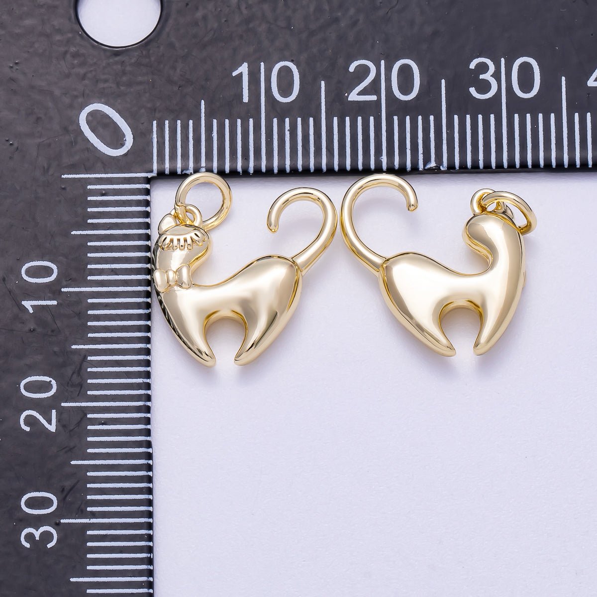 16K Gold Filled 15mm Kitty Cat Pet Animal 3D Multidimensional Charm | Charms - 00629 - DLUXCA