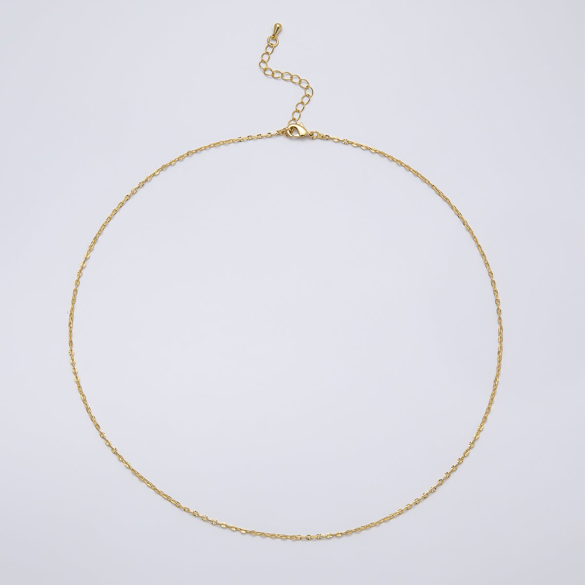 16K Gold Filled 1.5mm Minimalist Cable Chain 18 Inch Necklace w. Extender | WA - 04254 - DLUXCA