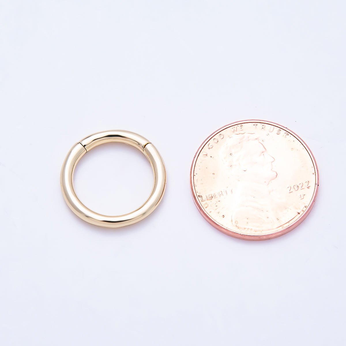 16K Gold Filled 15mm Minimalist Circle Round Pull Gate Findings | Findings-00418 - DLUXCA