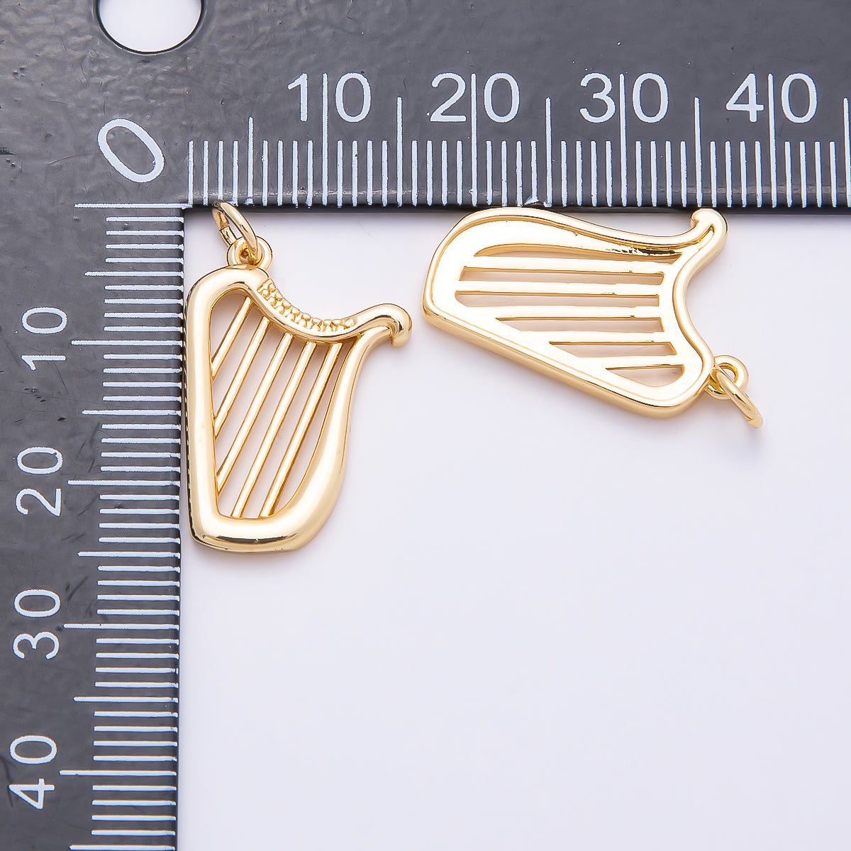 16K Gold Filled 15mm Minimalist Harp Musical Instrument Charm | Charms - 008661 - DLUXCA