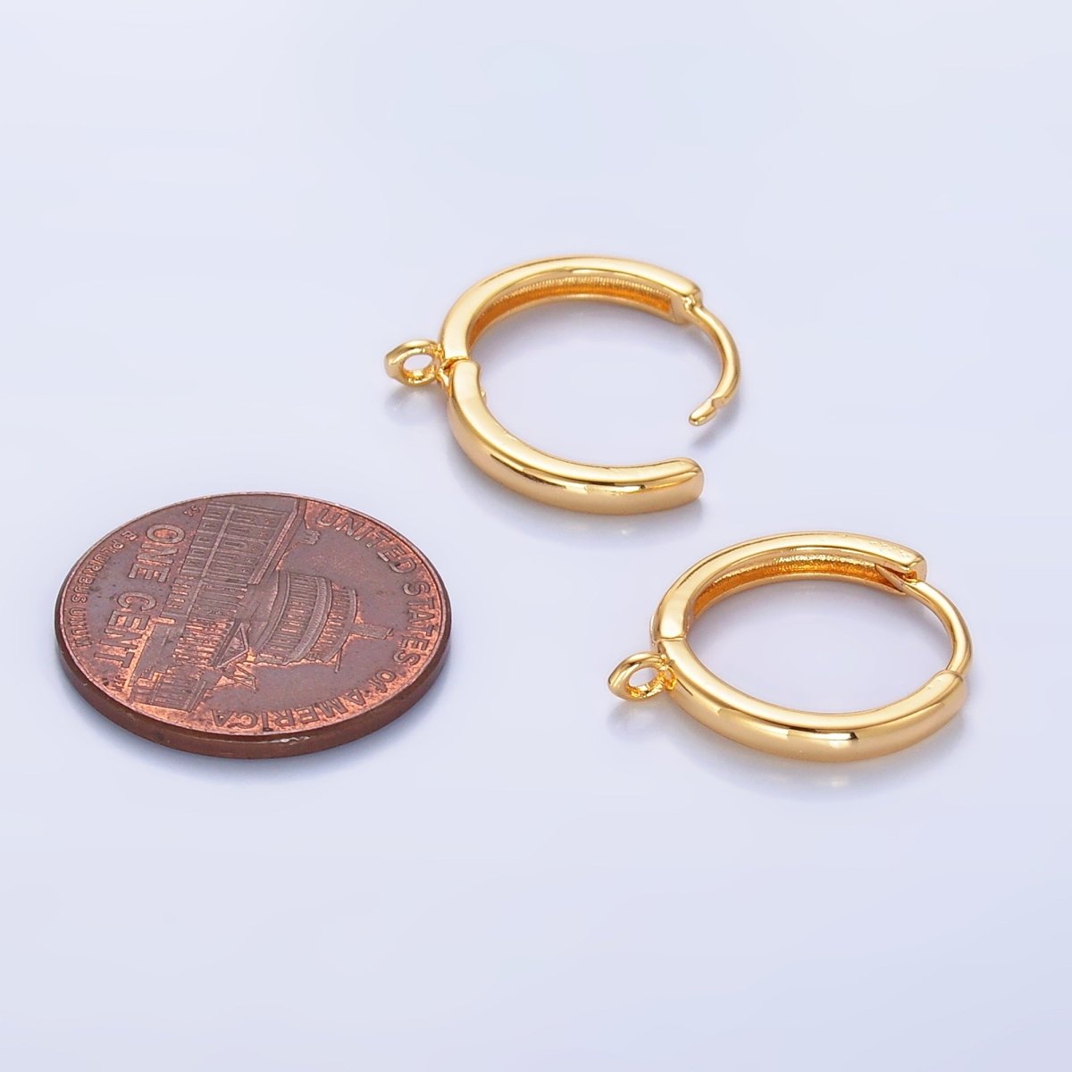 16K Gold Filled 15mm Minimalist Huggie Drop Open Loop Earring Findings | Z1036 - DLUXCA