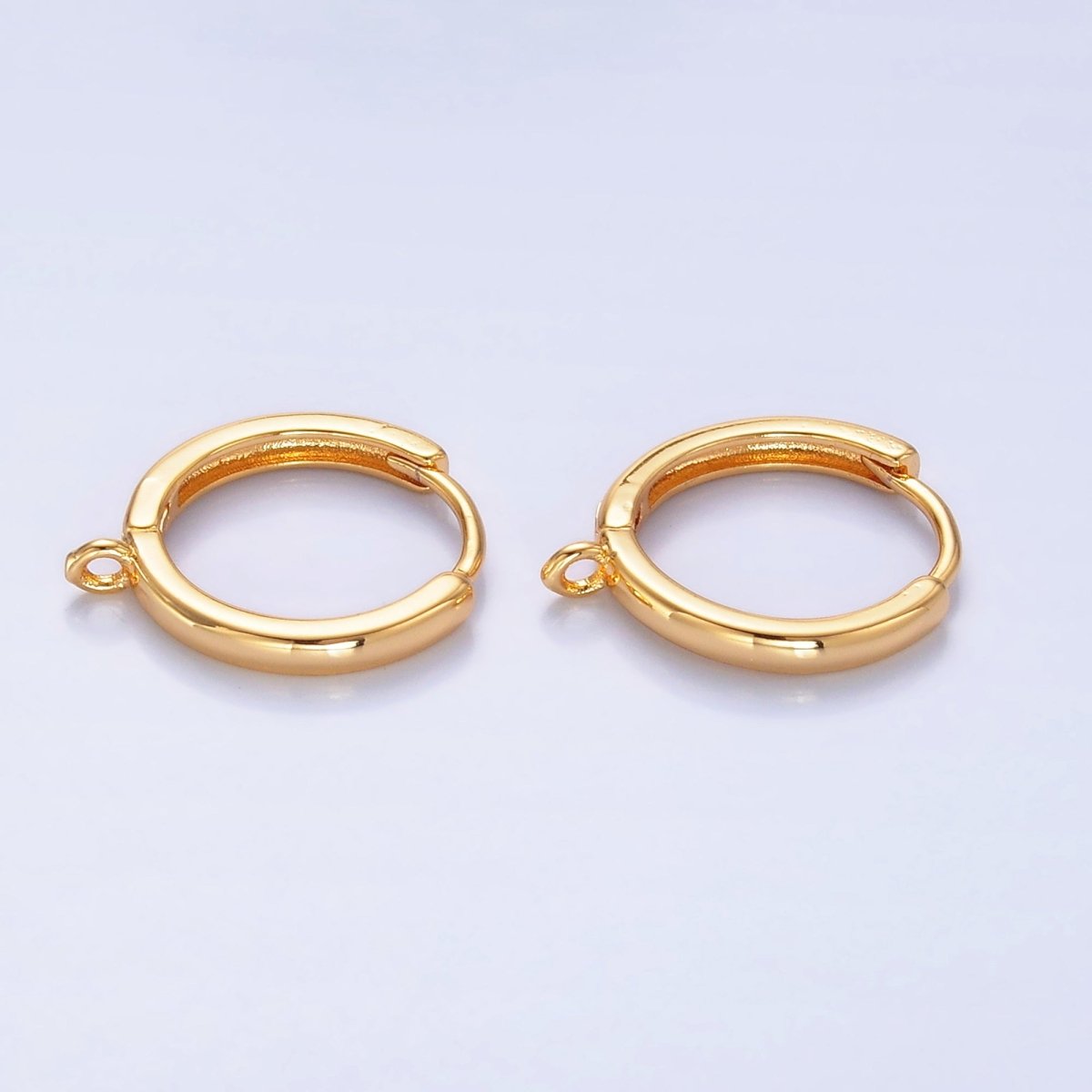 16K Gold Filled 15mm Minimalist Huggie Drop Open Loop Earring Findings | Z1036 - DLUXCA