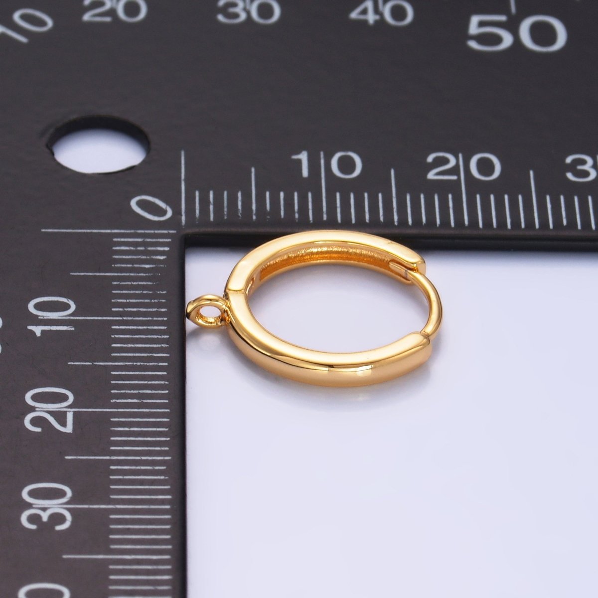 16K Gold Filled 15mm Minimalist Huggie Drop Open Loop Earring Findings | Z1036 - DLUXCA