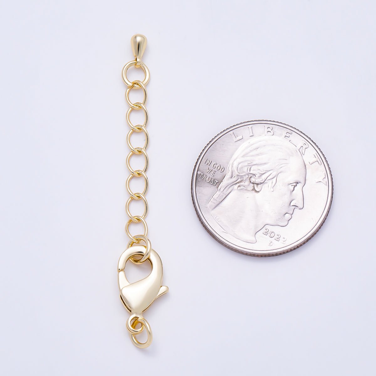 16K Gold Filled 15mm Minimalist Lobster Claw Clasps 2 Inch Teardrop Chain Extender | Findings-00495 - DLUXCA