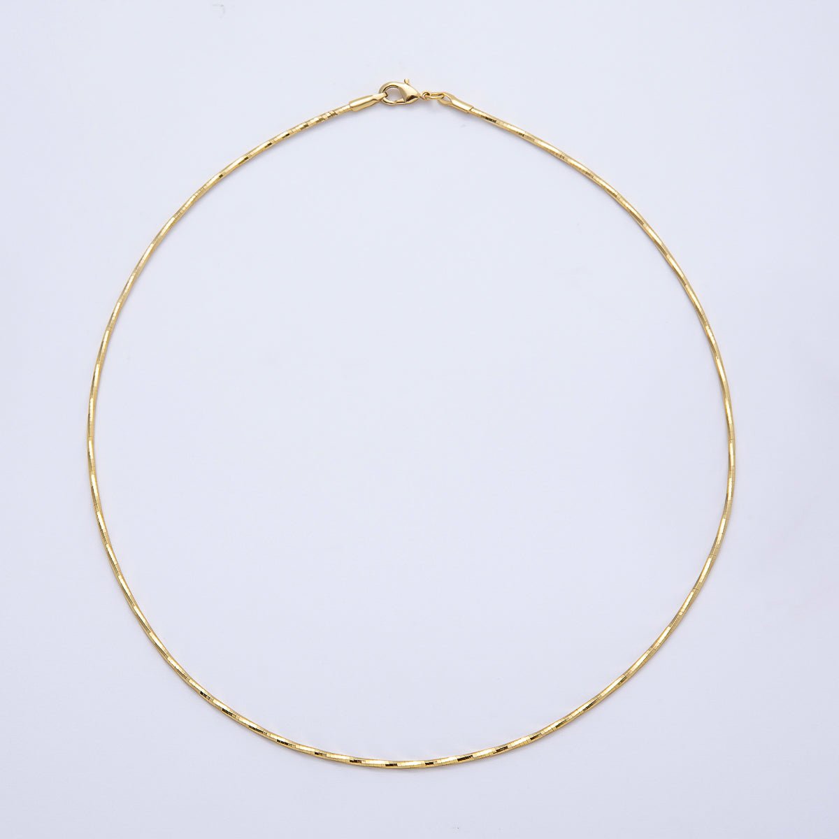 16K Gold Filled 1.5mm Minimalist Twisted Snake Chain 16 Inch Necklace in Gold & Silver | WA - 04472 WA - 04473 - DLUXCA