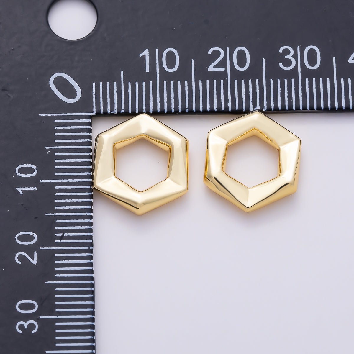 16K Gold Filled 15mm Modern Geometric Hexagonal Spacer Bead | Beads-00563 - Beads-00564 - DLUXCA