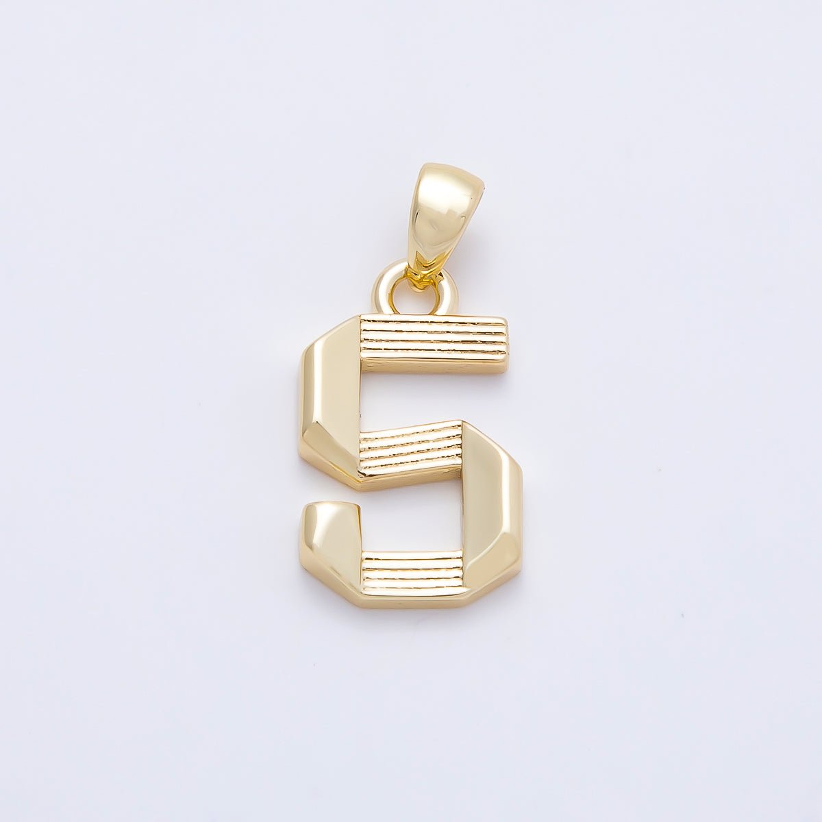 16K Gold Filled 15mm Ribbed Edged Geometric Number Numerology Charm | Charms-01207 ~ Charms-01216 - DLUXCA