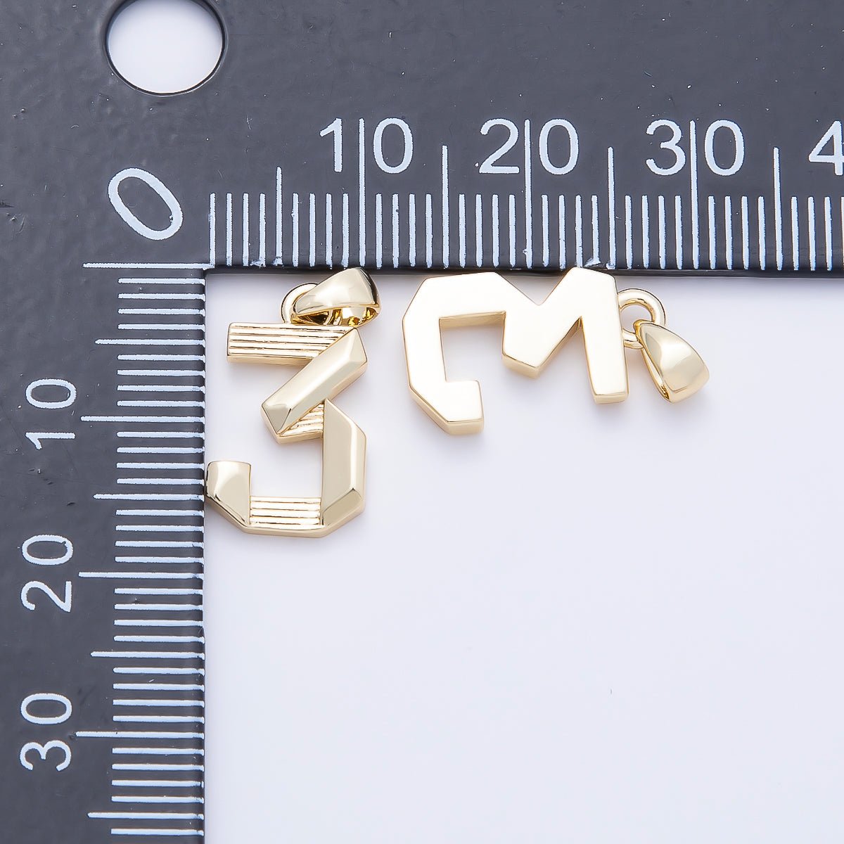 16K Gold Filled 15mm Ribbed Edged Geometric Number Numerology Charm | Charms-01207 ~ Charms-01216 - DLUXCA