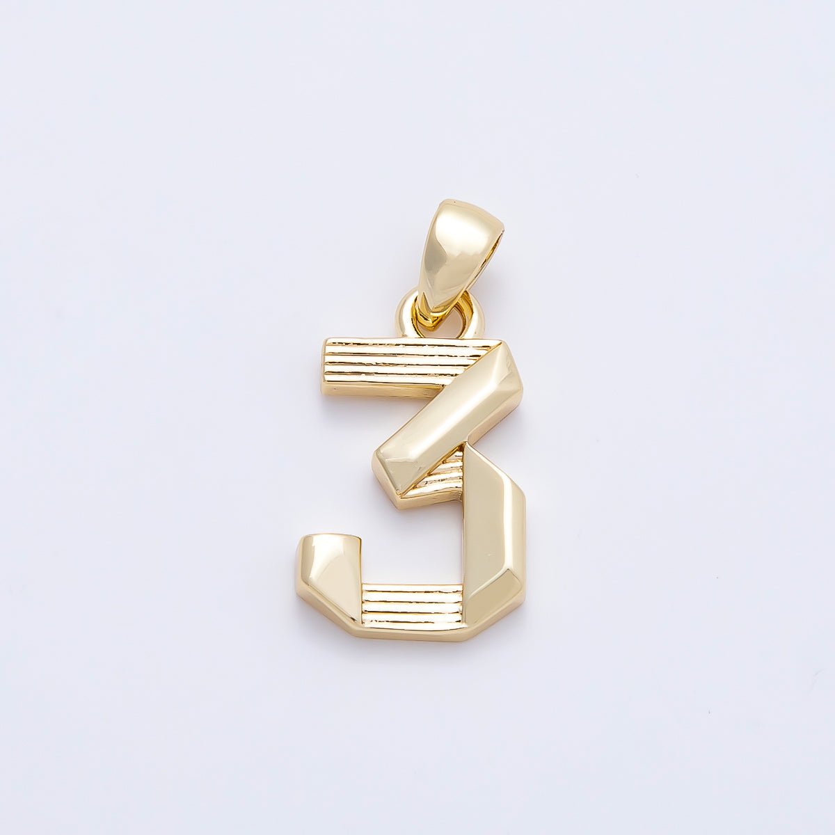 16K Gold Filled 15mm Ribbed Edged Geometric Number Numerology Charm | Charms-01207 ~ Charms-01216 - DLUXCA