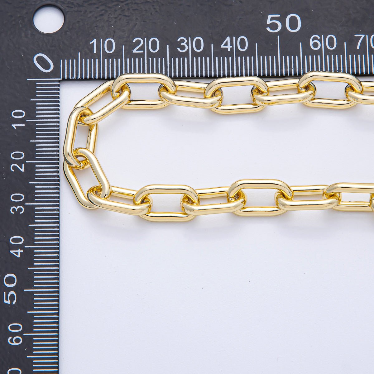 16K Gold Filled 15mm x 8mm Paperclip Unfinished Chain by Yard | Roll - 1785 - DLUXCA