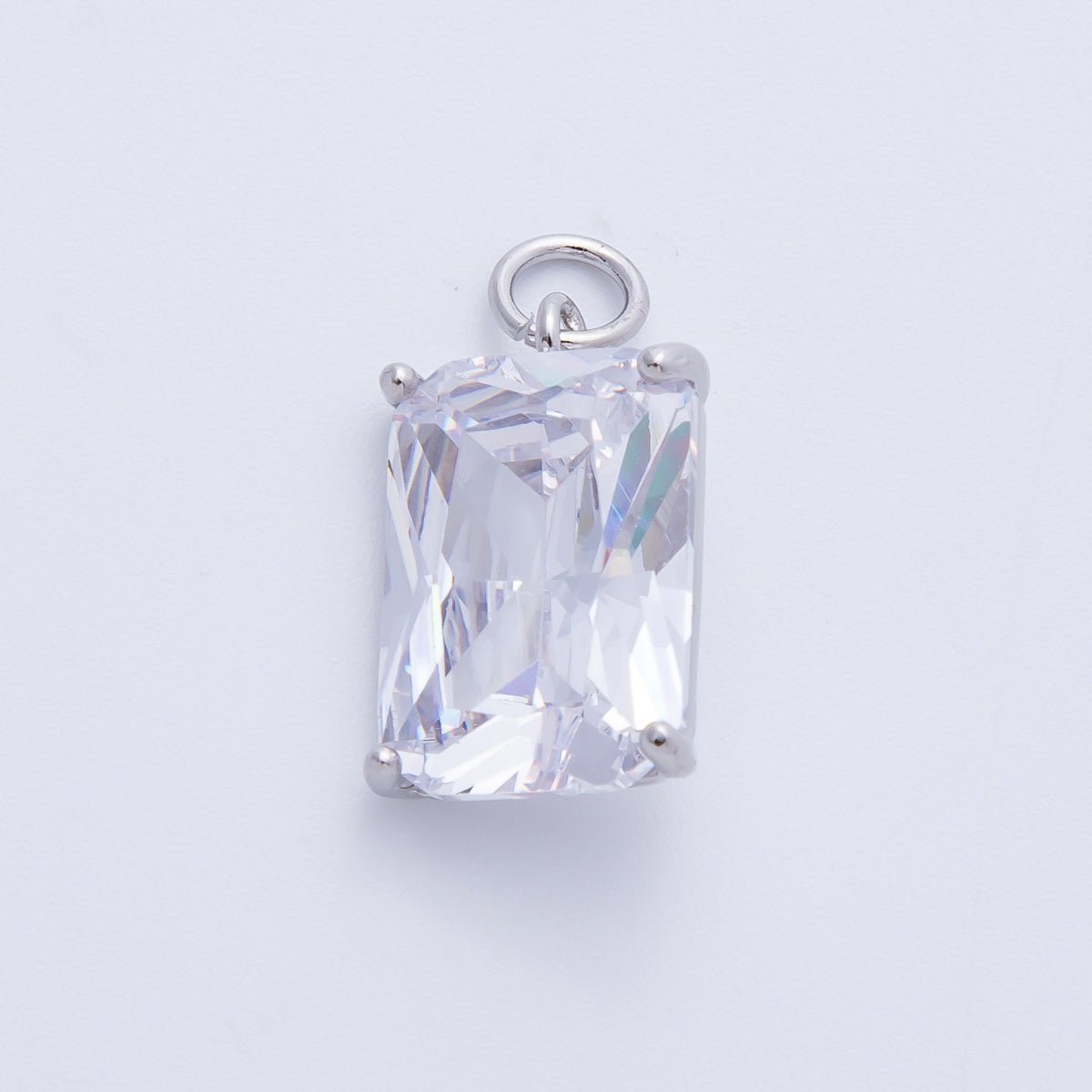 16K Gold Filled 16.5mm Green, Pink, Clear, Red, Blue, Purple Baguette CZ Charm in Gold & Silver | Charms - 00294 ~ Charms - 00302 - DLUXCA