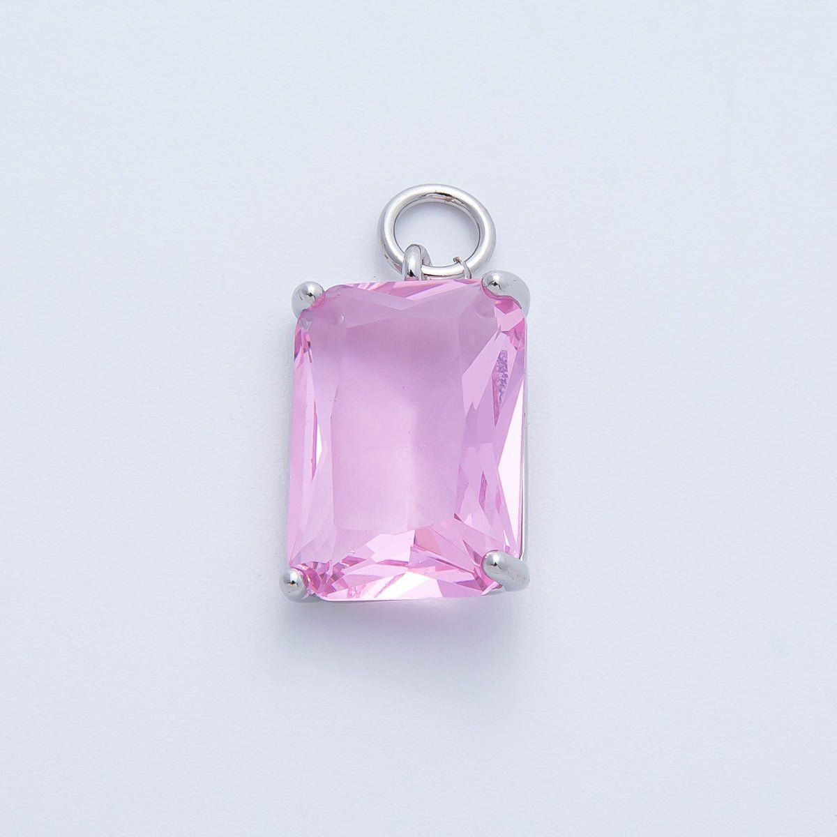 16K Gold Filled 16.5mm Green, Pink, Clear, Red, Blue, Purple Baguette CZ Charm in Gold & Silver | Charms - 00294 ~ Charms - 00302 - DLUXCA