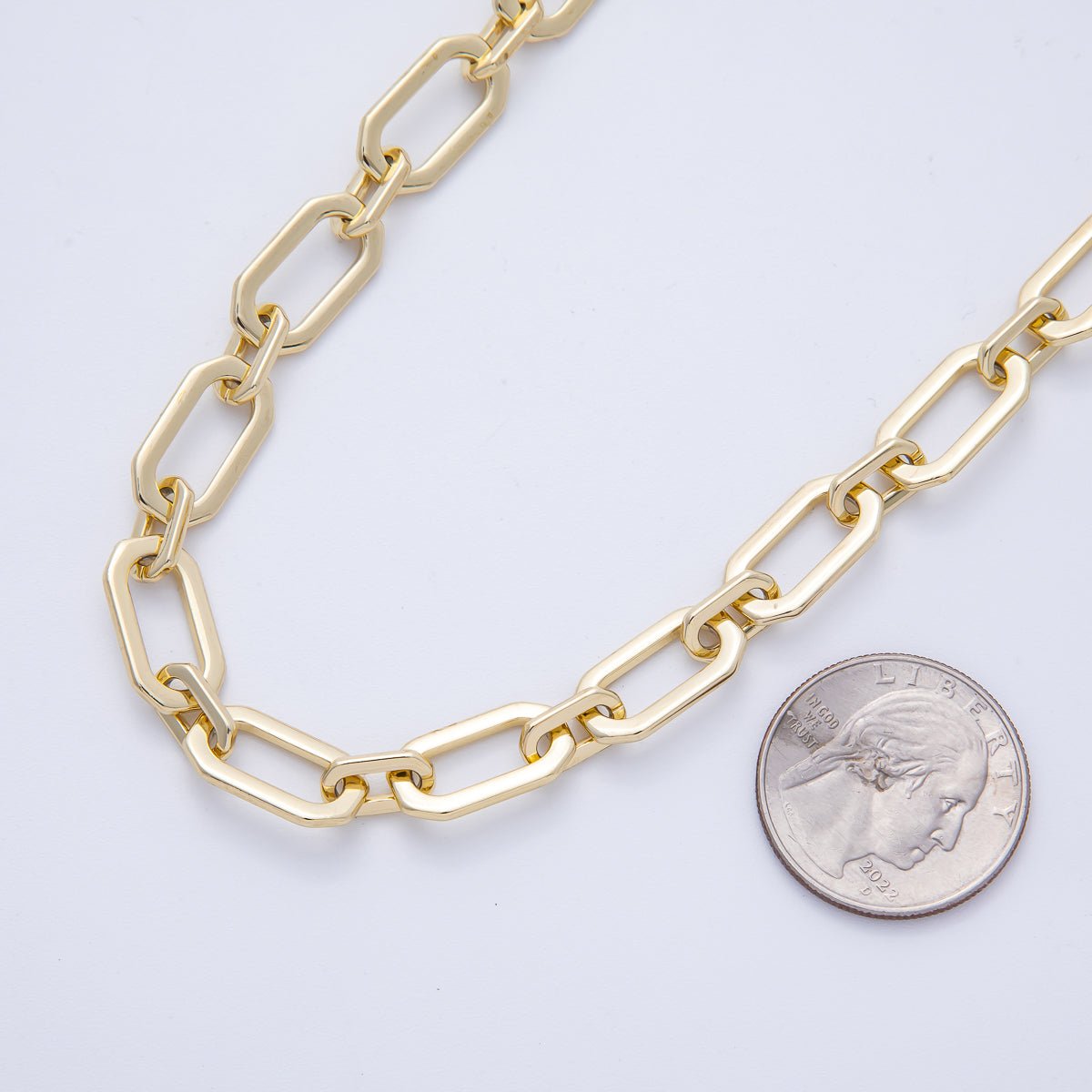 16K Gold Filled 16.7mm x 9mm Minimalist Paperclip Unfinished Chain by Yard | Roll - 01848 - DLUXCA