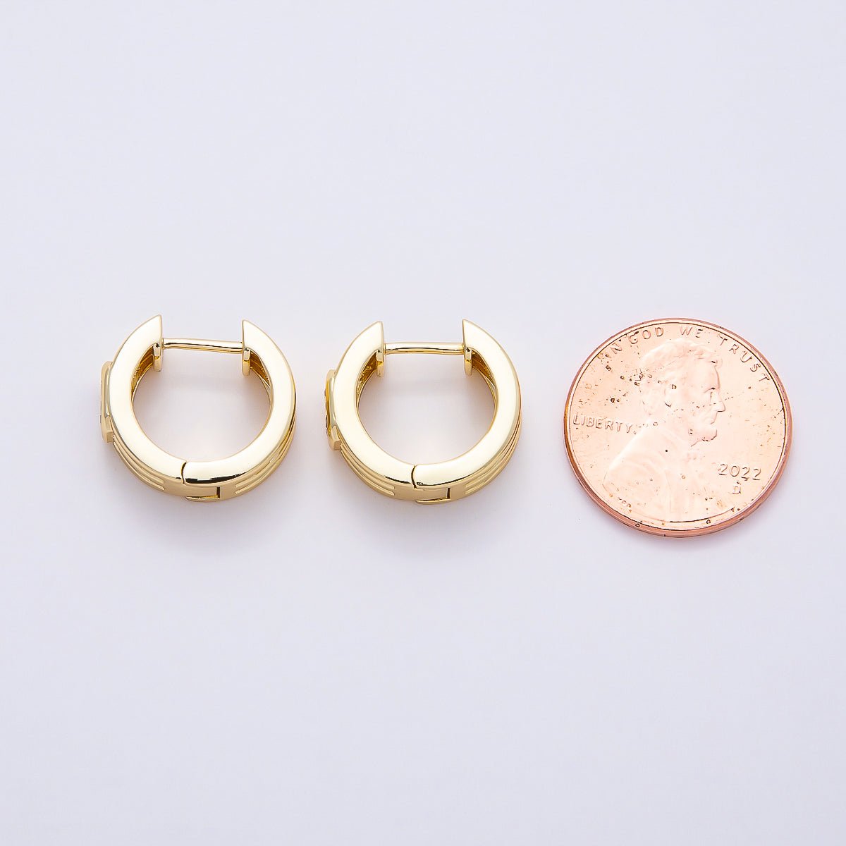 16K Gold Filled 16mm Baguette CZ Triple Band Hoop Earrings | Earrings - 00369 - DLUXCA