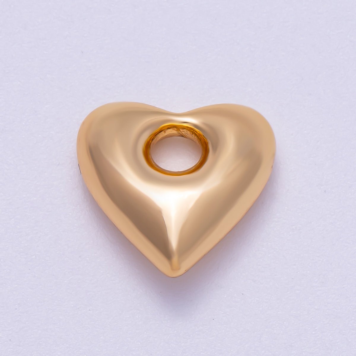 16K Gold Filled 16mm Chubby Heart 3D Multidimensional Slide Charm | BEADS - 00273 - DLUXCA