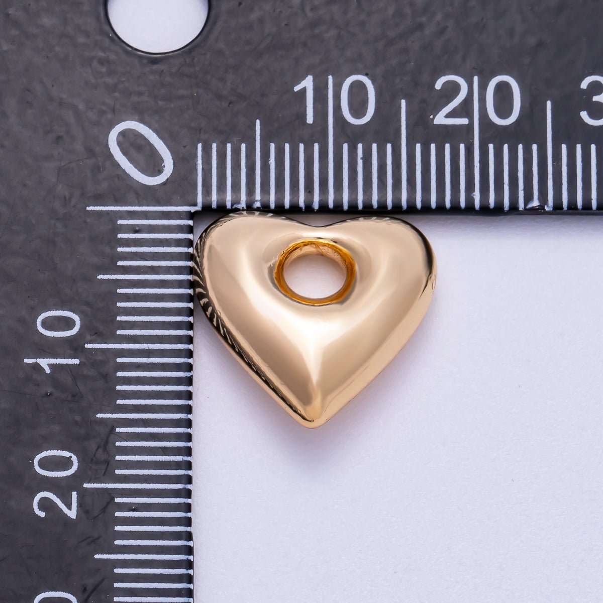 16K Gold Filled 16mm Chubby Heart 3D Multidimensional Slide Charm | BEADS - 00273 - DLUXCA